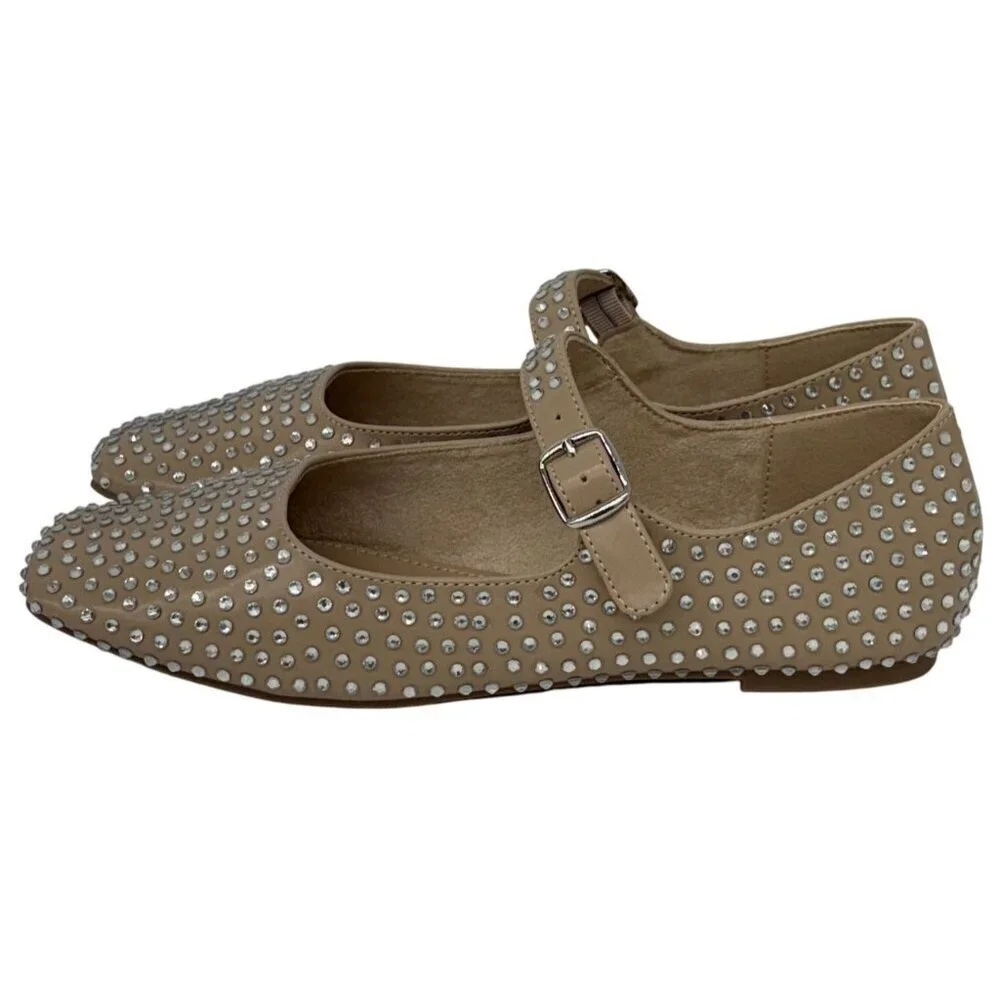 OLIVIA FERGUSON / Nancy / Flat / Mary Jane / With Diamonds encrusted Rhinestone-